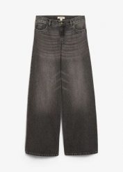 Jeansy wide leg, mid waist. Niebieskie jeansy bonprix, bez wzorów, z jeansu. Za 129.99 zł.
