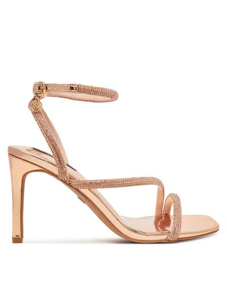 Nine West Sandały WFA2675-1 Złoty. Żółte sandały Nine West, bez wzorów, z materiału, bez obcasa, na szpilce, bez zapięcia. Za 259.99 zł.