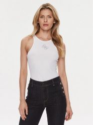 Guess Top W4RP43 KAZH2 Biały Slim Fit. Białe topy Guess, xs, z aplikacjami, z syntetyku, bez kołnierzyka, bez ramiączek. Za 175.00 zł.
