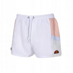 SPODENKI DAMSKIE SZORTY ELLESSE KRÓTKIE KOLOR BIAŁY. Białe szorty sportowe Ellesse, bez wzorów, z materiału, do biegania. Za 116.36 zł.