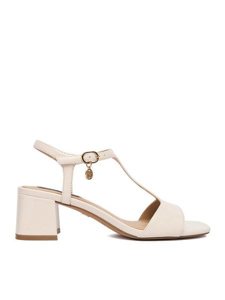 Nine West Sandały CEO-LS505187-14 Beżowy. Brązowe sandały Nine West, bez wzorów, ze skóry, bez obcasa, na słupku, bez zapięcia. Za 136.99 zł.