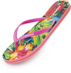 Damskie Klapki Japonki Mistral Multiflower Różowe. Czerwone japonki Mistral, bez wzorów, z materiału, eleganckie. Za 116.99 zł.