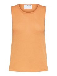 SELECTED FEMME Top w kolorze pomarańczowym rozmiar: M. Pomarańczowe topy Selected Femme, m, bez wzorów, bez kołnierzyka, bez ramiączek. Za 48.39 zł.
