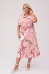 Sukienka Liwia w unikalny wzór w odcieniach różu i bieli XXL OVERSIZE WIOSNA. Czerwone sukienki Moda Size Plus Iwanek, na spotkanie biznesowe, l, bez wzorów, z elastanu, bez kołnierzyka, bez ramiączek, mini, oversize. Za 269.90 zł.