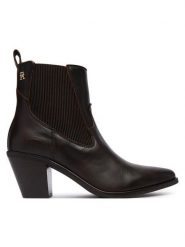 Tommy Hilfiger Botki Leather Western Chelsea Boot FW0FW09582 Brązowy. Brązowe botki Tommy Hilfiger, bez wzorów, ze skóry, bez obcasa, na słupku, bez zapięcia. Za 749.99 zł.