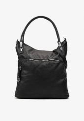 Czarna Torebka z Imitacji Skóry z Suwakiem i Regulowanym Paskiem Buzetta. Czarne torebki klasyczne Born2be, bez wzorów, ze skóry, eleganckie, bez dodatków. Za 139.99 zł.