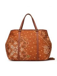 PINKO Torebka Shopper Classic PE 25 PLTT 104899 A2AS Brązowy. Brązowe shopper bag Pinko, bez wzorów, z materiału, bez dodatków. Za 1,109.00 zł.