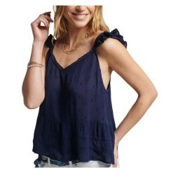 Koszulka turystyczna damska SuperDry Vintage Broderie. Czerwone t-shirty sportowe Superdry, m, bez wzorów, z wiskozy, bez ramiączek. Za 137.00 zł.