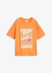 T-shirt oversize z czystej bawełny organicznej. Brązowe t-shirty bonprix, bez wzorów, z bawełny, bez kołnierzyka, bez ramiączek. Za 67.99 zł.