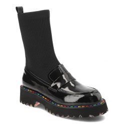 Czarne Botki Artiker Stylowe Obuwie Damskie Ze Skarpetkową Cholewką. Czarne botki Artiker, bez wzorów, z materiału, eleganckie, bez obcasa, na obcasie, bez zapięcia. Za 269.00 zł.