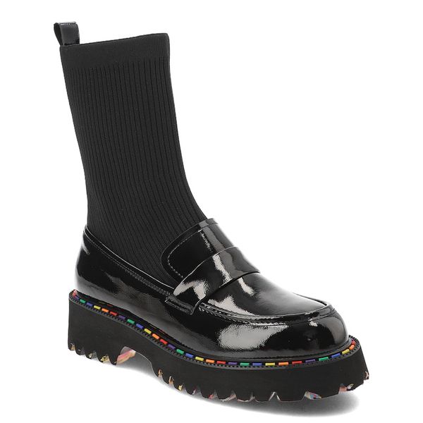 Czarne Botki Artiker Stylowe Obuwie Damskie Ze Skarpetkową Cholewką. Czarne botki Artiker, bez wzorów, z materiału, eleganckie, bez obcasa, na obcasie, bez zapięcia. Za 269.00 zł.