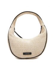 Calvin Klein Torebka Pinched Raffia Medium Shoulder B LV04F3079G Beżowy. Brązowe torebki klasyczne Calvin Klein, bez wzorów, z tworzywa sztucznego, bez dodatków. Za 399.99 zł.