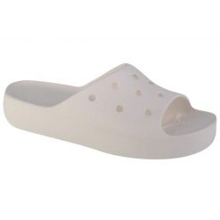 Klapki Crocs Classic Platform Slide 208180-100 białe. Białe klapki bez wzorów, sportowe, bez obcasa, bez zapięcia. Za 294.61 zł.