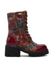 Laura Vita Botki Kleo 05 Bordowy. Czerwone botki LAURA VITA, bez wzorów, ze skóry, bez obcasa, na słupku, bez zapięcia. Za 359.99 zł.