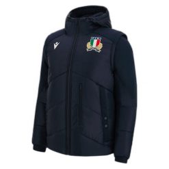 Kurtka z odpinanymi rękawami Italie Rugby. Niebieskie kurtki Macron, bez wzorów, z dresówki, eleganckie, bez kaptura. Za 320.00 zł.