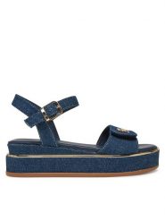 Tommy Hilfiger Sandały T3A2-33788-1828 S Granatowy. Niebieskie sandały Tommy Hilfiger, bez wzorów, z materiału, bez obcasa, na koturnie, bez zapięcia. Za 279.99 zł.