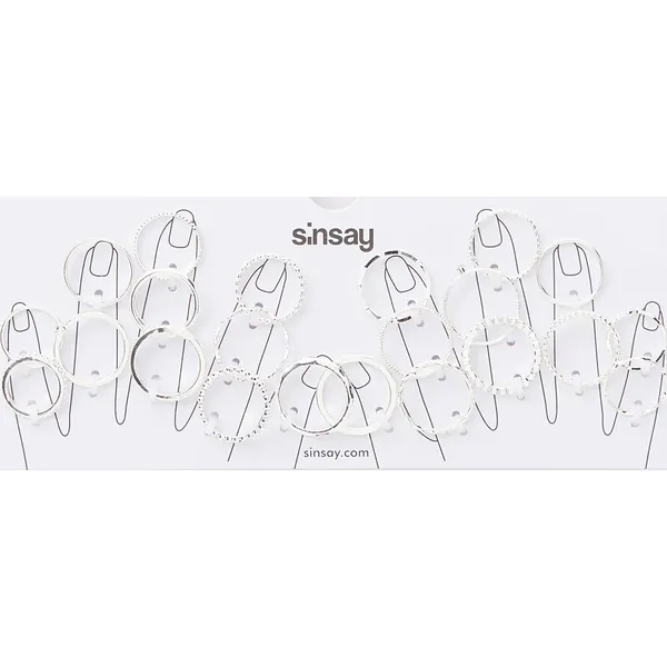 Pierścionki 22 pack - Srebrny. Szare pierścionki Sinsay, srebrne. Za 25.00 zł.