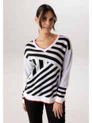 Aniston Sweter w kolorze biało-czarnym rozmiar: 48. Białe swetry Aniston, bez wzorów, bez ramiączek. Za 173.99 zł.