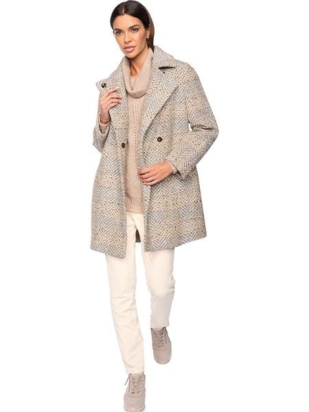 Heine Płaszcz przejściowy w kolorze beżowo-szarym rozmiar: 46. Brązowe płaszcze Heine, bez wzorów, z wełny, bez kaptura. Za 202.50 zł.