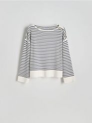 Sweter w paski z guzikami - wielobarwny. Swetry Reserved, l, bez wzorów, z dzianiny, bez ramiączek. W wyprzedaży za 59.99 zł.