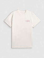 4F T-shirt loose z nadrukiem damski - beżowy S. Brązowe t-shirty 4f, s, bez wzorów, z bawełny, bez kołnierzyka, bez ramiączek. Za 69.99 zł.