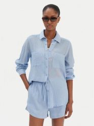 Seafolly Koszula Breeze 55428-TO Błękitny Regular Fit. Niebieskie koszule Seafolly, l, bez wzorów, z bawełny, bez kołnierzyka, bez ramiączek. Za 389.99 zł.