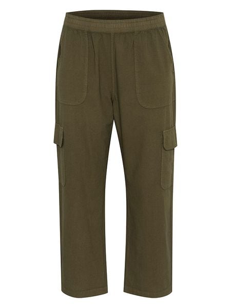KAFFE curve Bojówki w kolorze khaki rozmiar: 48. Brązowe spodnie materiałowe KAFFE curve, bez wzorów, z bawełny. Za 104.95 zł.