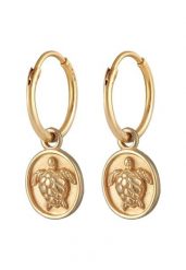 Elli Damskie kreole zawieszka żółw ocean w srebrze 925 Sterling Silver pozłacane Kolczyki 1 ct. Szare kolczyki Elli, pozłacane. Za 263.99 zł.