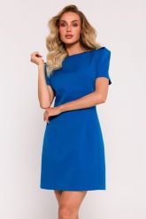Elegancka sukienka mini niebieska. Niebieskie sukienki MOE, do pracy, xl, bez wzorów, biznesowe, bez kołnierzyka, bez ramiączek, mini. Za 309.00 zł.