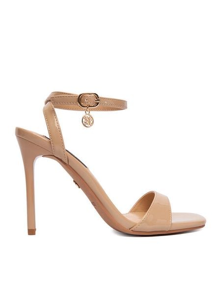 Nine West Sandały CEO-CR436-T8637 Beżowy. Brązowe sandały Nine West, bez wzorów, z materiału, bez obcasa, na szpilce, bez zapięcia. Za 249.99 zł.