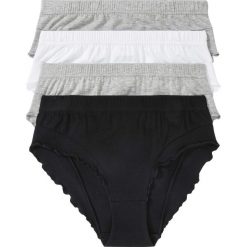 Figi "maxi panty" (4 pary) bonprix jasnoszary melanż - czarno-biały. Figi marki bonprix. Za 39.96 zł.