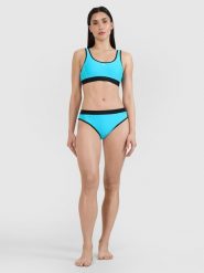 4F Dół od bikini damski - niebieski XL. Niebieskie bikini 4f, bez wzorów, z elastanu, eleganckie. W wyprzedaży za 69.99 zł.