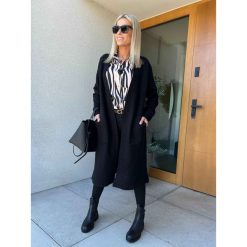 Kardigan Holly Black. Czarne swetry ClothStore, bez wzorów, z bawełny, bez ramiączek. Za 179.00 zł.