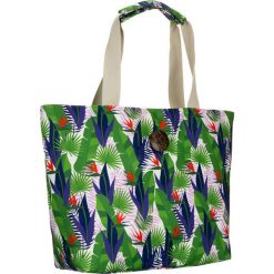 Torba plażowa na ramię zielony print 207-07. Zielone torebki klasyczne bez wzorów, z materiału, na ramię, duże, bez dodatków. Za 39.99 zł.