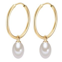 Valero Pearls Srebrne kolczyki kreole srebro wysokiej próby Perła hodowlana słodkowodna srebrny Kolczyki koła 1 ct Damski. Szare kolczyki Valero Pearls, z perłą, pozłacane. Za 359.99 zł.