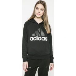 Adidas Performance - Bluza. Czarne bluzy z kapturem marki adidas Performance, z nadrukiem, z bawełny, z krótkim rękawem. Za 199.90 zł.