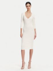 Elisabetta Franchi Sukienka dzianinowa AM-52B-51E2 Biały Slim Fit. Białe sukienki Elisabetta Franchi, bez wzorów, z dzianiny, bez kołnierzyka, bez ramiączek. Za 1,739.00 zł.