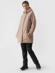 4F Parka przejściowa membrana 8000 damska - brązowa XL. Brązowe płaszcze 4f, na zimę, m, bez wzorów, z dzianiny, sportowe, bez kaptura. W wyprzedaży za 249.99 zł.