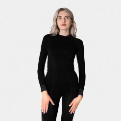 Bluza termoaktywna trekkingowa damska Alpinus Tactical Base Layer. Czarne bluzy Alpinus, xl, bez wzorów, bez ramiączek, bez kaptura. Za 234.38 zł.