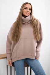 Bluza ocieplana oversize ciemno beżowa. Brązowe bluzy KESI, l, bez wzorów, z bawełny, bez ramiączek, bez kaptura. Za 270.16 zł.