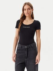 Guess Jeans Body W5GP25 J1314 Czarny Slim Fit. Czarne body i gorsety Guess Jeans, z aplikacjami, z bawełny, bez ramiączek. Za 119.99 zł.