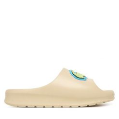 Klapki Lacoste. Białe klapki Lacoste, bez wzorów, bez obcasa, bez zapięcia. Za 274.99 zł.