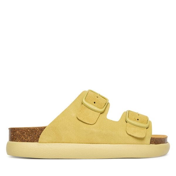 Klapki Scholl. Żółte klapki Scholl, bez wzorów, bez obcasa, bez zapięcia. Za 421.99 zł.