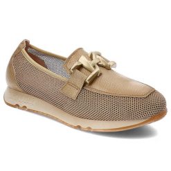 Beżowe Półbuty Hispanitas Stylowe Obuwie Damskie. Brązowe półbuty wsuwane Hispanitas, w ażurowe wzory, ze skóry, eleganckie, bez obcasa, na obcasie. Za 449.00 zł.