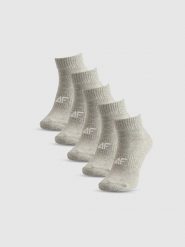 4F Skarpetki krótkie (5-pack) damskie - szare 35-38. Szare skarpetki 4f, bez wzorów, z bawełny, na fitness i siłownię. Za 59.99 zł.