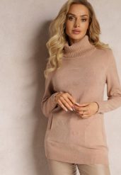 Ciemnobeżowy Golf z Długim Rękawem Kinfrei. Brązowe swetry Renee, l, bez wzorów, z dzianiny, bez ramiączek. Za 59.99 zł.