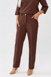 Eleganckie klasyczne brązowe spodnie Eleonora PLUS SIZE XXL OVERSIZE JESIEŃ. Brązowe spódnice Moda Size Plus Iwanek, do pracy, plus size, bez wzorów, z elastanu, biznesowe, mini, dopasowane. Za 219.90 zł.