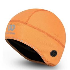 Czapka rowerowa termiczna wiatroszczelna z otworem na słuchawki - Pomarańczowa. Brązowe czapki zimowe WEST BIKING, bez wzorów, z materiału, biznesowe. Za 62.00 zł.