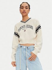 Tommy Jeans Sweter Varsity DW0DW18692 Écru Regular Fit. Swetry Tommy Jeans, l, bez wzorów, z bawełny, bez ramiączek. Za 269.99 zł.