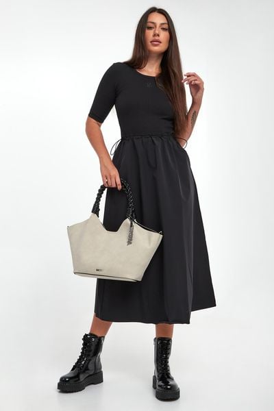 Sukienka midi DKNY. Sukienki DKNY, s, bez wzorów, bez kołnierzyka, bez ramiączek, midi. Za 669.00 zł.